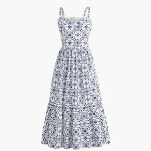 J. Crew factory blue and white Poplin corset midi dress Size 6